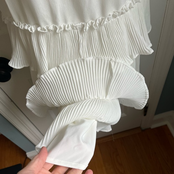 Elle Zeitoune - white tie strap midi ruffled kick-pleat party dress - Small - Picture 11 of 15